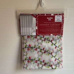 Christmas Time String Light Shower Curtain - Red & Green